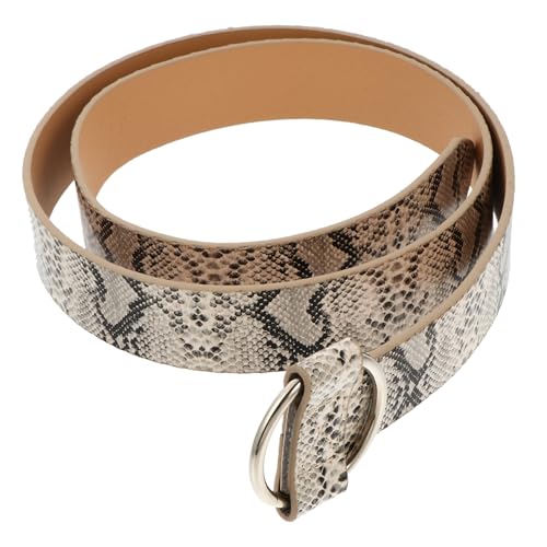 Round Buckle Women Belt Casual Waistband Lightweight Imitation Leather Fashionable Snake Pattern Waist Belt for Jeans and Leather Pants