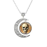Luna creciente con cristal Cráneo De Halloween – Tabla Ouija Antecedentes colgante collar, cráneo de Halloween – De fondo, cráneo de Halloween – Tabla Ouija Tabla Ouija Antecedentes Moon joyas, luna collar cristal Art Picture