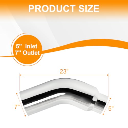 higehio 5''Inch Inlet 7''Inch Outlet Chrome Plated Diesel Exhaust Elbow Tip by higehio - Used condition - Image 2