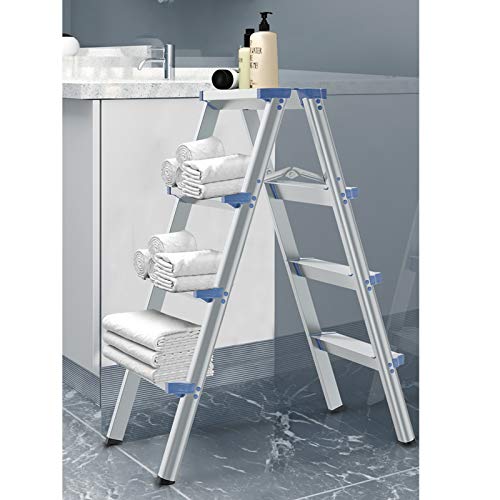 Tabourets Escabeau Pliant pour Salle de Bain, Escabeau en Aluminium à 4 Marches Escabeaux en Acier De Support de Fleur, Échelle de Sécurité Légère, 330lbs Cover