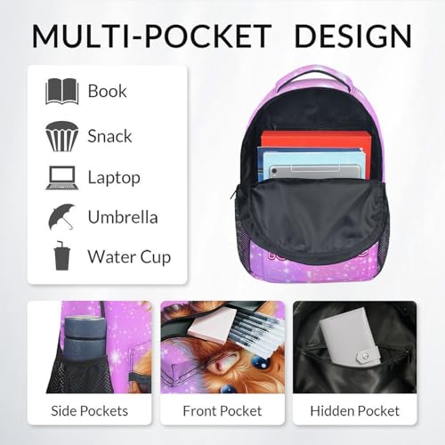 Personalized Girls Backpack, Highland Cow Backpacks for School, Custom Kids Bookbag, 17 Inch Cute Book Bag for Kindergarten Elementary3