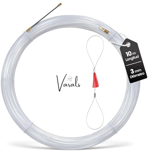 Guía Pasacables de Nylon VARALS 10m x 3mm | Pasahilos Eléctrico Profesional con Lazo de Tracción de Acero y Terminales de Latón | Alta Flexibilidad para Tubos Corrugados y Curvas Estrechas