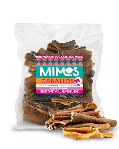 MIMOS Pferdehaut 1000 g - Natürliche Kausnacks 100% Pferd getreidefrei. Schonend getrocknete Hunde-Kauartikel für Tiere Aller Größen und Rassen