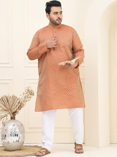 Image of SOJANYA Plus (Since 1958) Men's Cotton Linen Foil Printed Only Long Kurta