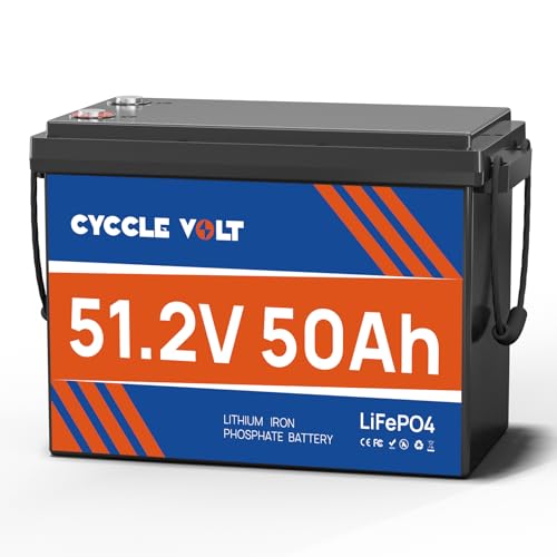 CYCCLEVOLT 48V 50Ah Lifepo4 Battery Mini, Built-in Low Temp 50A BMS, Grade A Cells 51.2V Lithium...