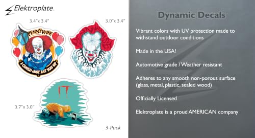 Image of Elektroplate IT Pennywise Creepy Clown Premium Dynamic Car Decal Set of 3