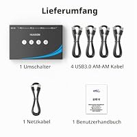 USB 3.0 Switch 4 Computers Sharing 4 USB Peripheral Devices Switcher for PC Laptop Mouse Keyboard Scanner Printer with One Button Swapping and 3.5mm Audio Output – Ansicht 8