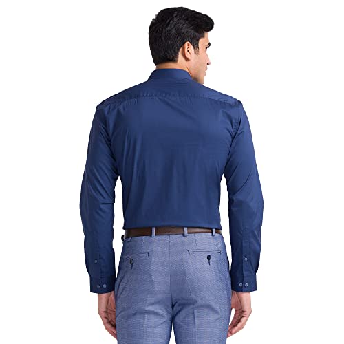 Image of Park Avenue Men's Cotton Blend Solid Pattern Slim Fit Regular Collar Full Sleeve Formal Shirt