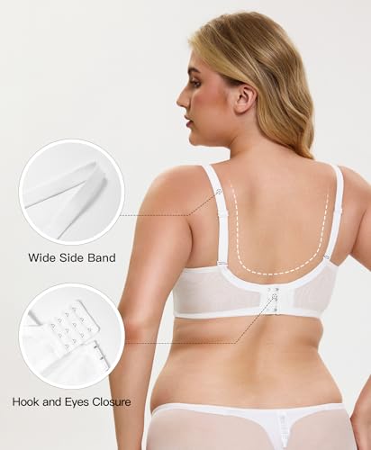 Minimizer Bras for Women Full Coverage Embroidered Lace Unlined Underwire Bras for Large Breasts3