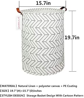 QUEENLALA Large Storage Basket,Laundry Hamper/Bathroom/Home Decor/Collapsible Round Storage Bin,Boys and Girls Hamper/Boxes/Clothing(Gray Geometry)