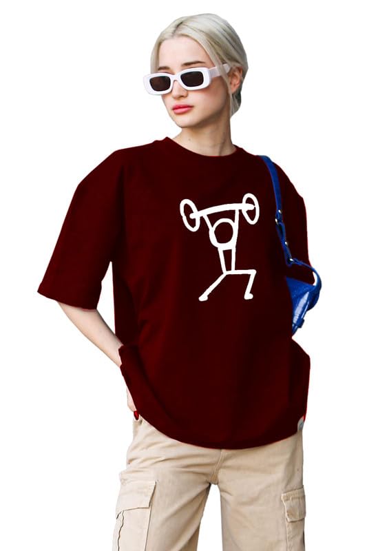 the duffers Baggy T-Shirts for women Workout, Exercise, Gym, Yoga Oversize Tees - Round Neck, Half Sleeve, Loose Fit-picture-20