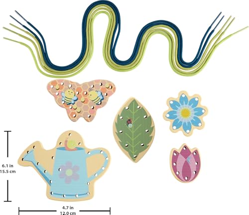 Fisher-Price Wood Preschool Toy Lacing Activity Cards, Tiny Garden 10-Piece Set for Fine Motor Skill Development Kids Ages 3+ Years (Amazon Exclusive) image 3