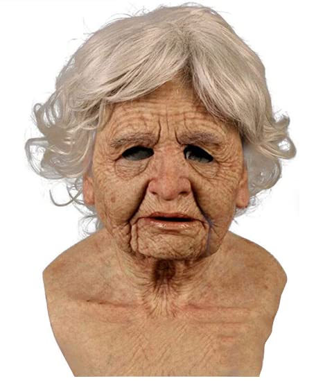 Generique Alte Mann Maske Für Halloween – Realistische Latex-Maske Mit Elastischem Band, Offenem Mund