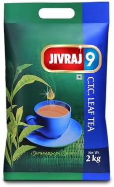 Jivraj 9 CTC Tea Leaf, Premium Assam Tea Leaves, Crush-Tear-Curl Tea Leaf Process, 2 Kg, Pack 1