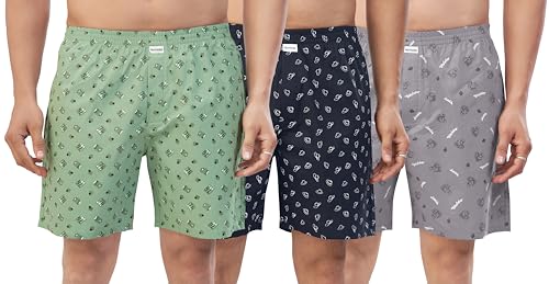 Image of Nermosa Men's Pure Cotton Printed Boxer Shorts - Soft, Breathable, All-Day Comfort (Pack of 3) | Boxers |