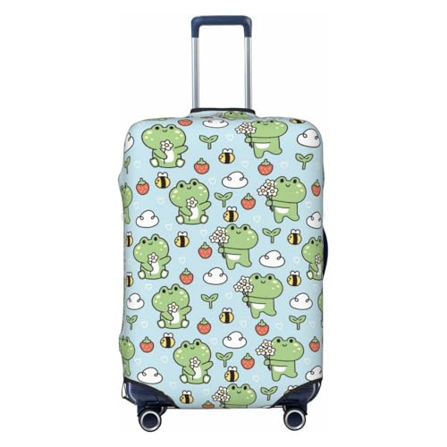 Cute Floral Frog Print Luggage Covers For Suitcase,Elastic Washable & Stretchable Suitcase Covers For Luggage, Anti-Scratch - Fits 18-32 Inch Luggage-No Luggage Included