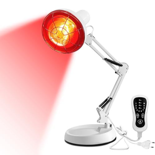 Lampe Infrarouge 150W, TERVON Lampe Infrarouge Chauffante, 10 Niveaux de Température Réglables avec Minuterie, Lampe Chauffante pour Soulager La Douleur