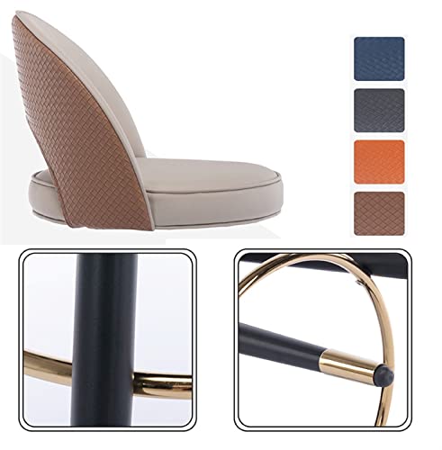 25”Swivel Leather Bar Chairs Counter Height Bar Stools Set Of 2, Armless Kitchen Counter Barstools, Upholstered Island Stools, Bar Stool With Low Back Gold Footrest, Easy Assembly ( Color : Khaki Brow #TOP6