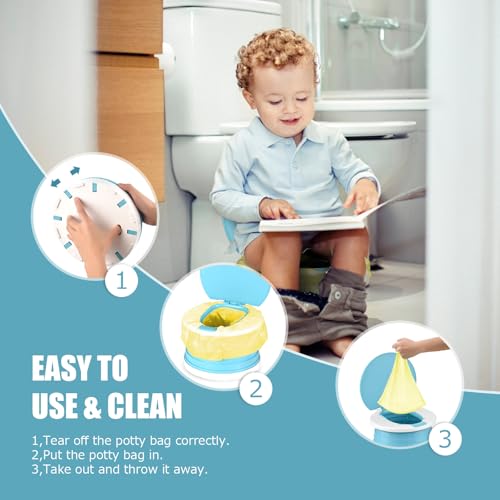 portable potty for toddler travel foldable potty seat for toddler training toilet for kids boys girls car on the go potty travel toilet chair for camping park indooroutdoor blue