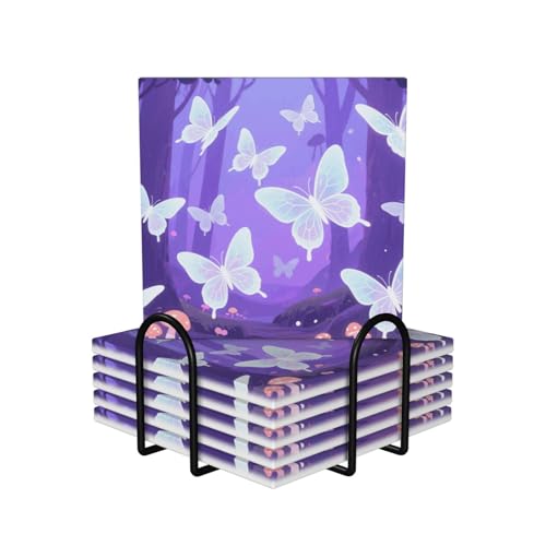 Dessous de verre papillon en céramique anti-tache pour protection de table - 2