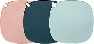 SHULLIN Lot de 3 dessous de plat en silicone antidérapant résistant à la chaleur - Passe au lave-vaisselle - Pour table à manger, restaurant, cuisine, bar (rose, bleu foncé, bleu clair)