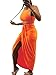 LYANER Women's 2 Piece Outfits Tank Crop Top and High Low Hem Ruched Bodycon Midi Skirt Bright Orange XX-Large