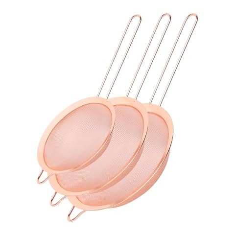 17SUPPLY Multifunctional RoseGold Stainless Steel Filter Spoon, 3-Piece Fine Mesh Milter, Made of 304 Stainless Steel, Gold Stainless Straniners Cover
