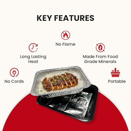 Image of Heats Flameless Food Warming Pads (72-Pack) - Full Size Food Warmers for Parties Buffet - Party Buffet Servers and Warmers - Heating Pads for Chafing Dish - Must-Have Catering Supplies