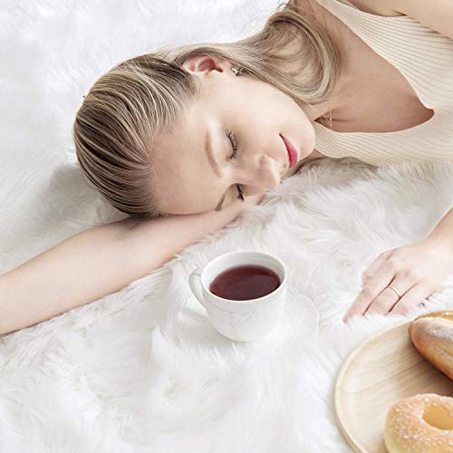 Ashler Faux Fur Rug, Fluffy Shaggy Area Rug Ultra Soft 3 X 5 Feet Rectangle Fur Rug White Fuzzy Rug Machine Washable Shag Rug, Nursery Decor Throw Rugs For Bedroom, Kids Room, Living Room #TOP5