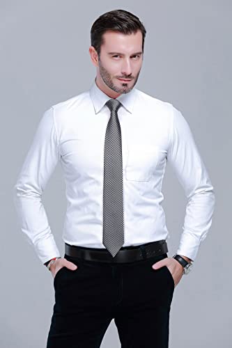 Image of HISDERN Mens Ties Extra Long Tie and Pocket Square Set 63 Inch XL Tie Pack Collection Present Box Necktie Lot 3 PCS
