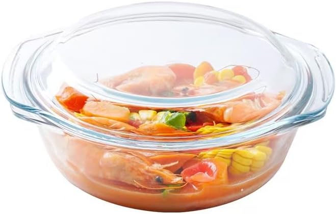 Pyrex Casserole with Lid, 23.6 fl oz (700 ml) Glass, Round Casserole, Heat Resistant Glass, Cooking Pot, Oven and Microwave Safe, Heat Resistant Temperature 0°F to 400°F (0°F to 400°F), Clear (White