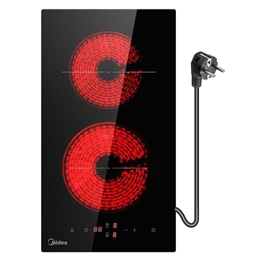 Midea Keramische kookplaat met 2 kookzones, inbouw, keramische kookplaat met stekker, bedrading, aanraakbediening, automatische uitschakeling, kinderbeveiliging