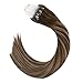 Produktbild Ugeat Cold Fusion Extension Micro Ringe Echthaar Dunkelbraun Balayage Ombre Aschblond #4/18/4 20" Microring Loop Extensions Individuell Unsichtbar Naturliche 1Gramm 50Strahnen