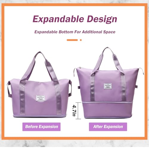 Waterproof Expandable Tote Duffel Bag,Gym Storage Bag Travel Sundries Luggage Storage Airline Weekender Overnight Bag (Gray)4