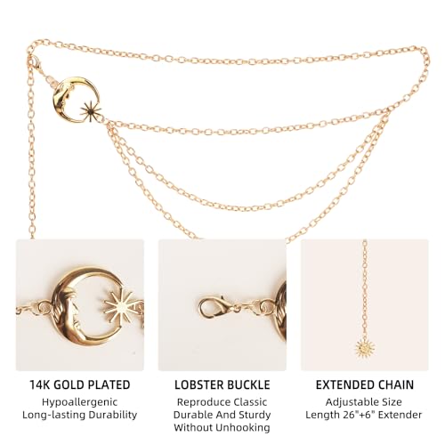 Women’s Layered Butterfly Waist Chain Belt Elegant Metal Body Jewelry for Dresses, Skirts & Trousers4