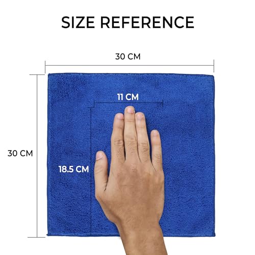 Image of Cutting EDGE 380 GSM - Set of 2 - Microfiber Car Cleaning Cloth, Ultra Soft Absorbent Towel, Scratch-Free Lint-Free for Car Detailing, Exterior Interior Glass, Blue (30 x 30 cm)