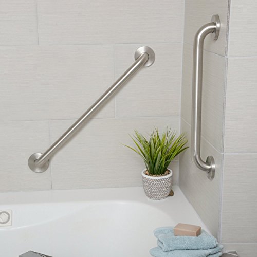 Amazon Basics Bathroom Handicap Safety Grab Bar, 36 Inch Length, 1.25 Inch Diameter, Holds up to 500LBs, ADA Compliant, Stainless Steel by Amazon Basics - Image 3
