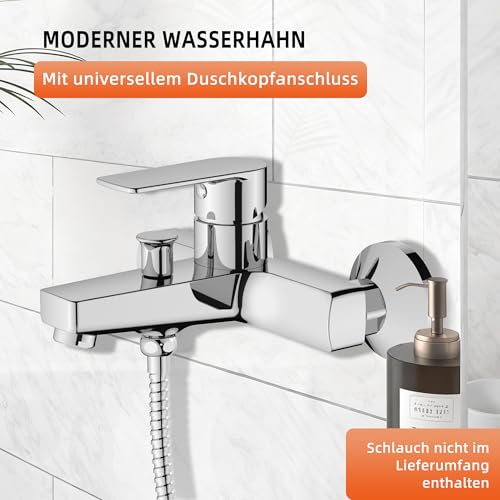 BELZ Badewannenarmatur (Badewannen- und Duschmischer mit automatischer Badewannen-/Duschumschaltfunktion, eingebautem Rückflussverhinderer, S-Anschluss) (Mit Handbrause)