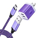 USB充電器 2ポート 5V/2.1A ACアダプター USB コンセント 2口+Type-C ケーブル*1.8M Hootek 電源アダプター iPhone17 コンセント タイプC ケーブル 高耐久ナイロン編み スマホ充電コード iPhone 17/16/15、ipad Pro/Air/Mini、Galaxy S25、Nokia、HTC、HuaweiなどTypeC 機器に対応(パープル)