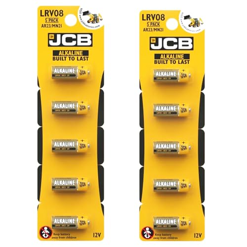 JCB Specialty Alkaline MN21 Battery 12V, pack of 10 23a Battery (A23 / 23A / V23GA / LRV08 / 8LR932) designed for use in remote controls, wireless doorbells and security systems