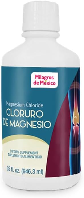 Milagros de México Cloruro de Magnesio Líquido 32 oz – Magnesium Chloride Liquid Supplement for Muscle, Joint & Bone Support