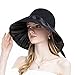 VanderHOME Chapeau Soleil Femme Protection Solaire Chapeau de Paille Pliable Femme avec Noeud de Ruban Portable Respirant Chapeau de Plage à Large Bord Femme Protection UV, Noir