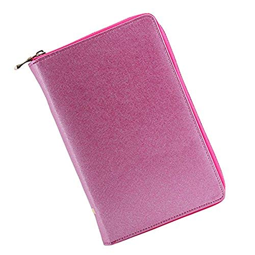Nail Stamping Plates Holder Case 120 Slots Synthetic Leather Organizer in Black and Blue Pink Pattern Empty Template Case Holder Bag(Pink)