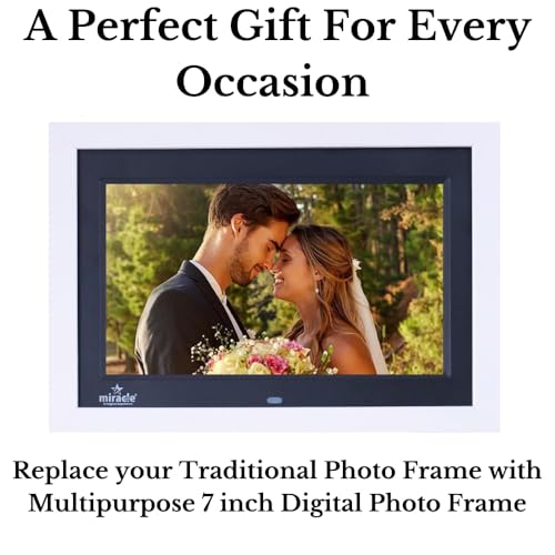 Image of Miracle Digital 7 Inch Wooden Digital Picture Frame,HD IPS Digital Photo Frames,Wall Mounted Electronic Slideshow,Using USB or SD to Play Photos /Videos /Music