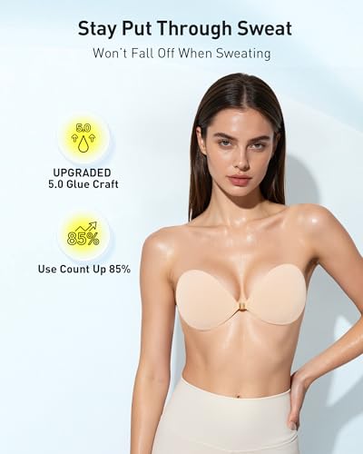 Image of Niidor Womens Strapless Bra Sticky Bra Push Up Backless Reusable Magnetic Front Closure Breathable Sports Bras