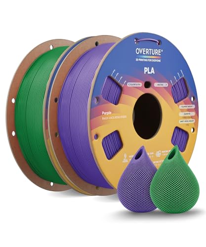 Image of OVERTURE 2KG Bundle High Speed PLA Filament 1.75mm, Neatly Wound 3D Printer Filament 2 Pack 1kg Spool (2.2lbs) Rapid PLA, Fit Most FDM 3D Printers (Purple+Green)