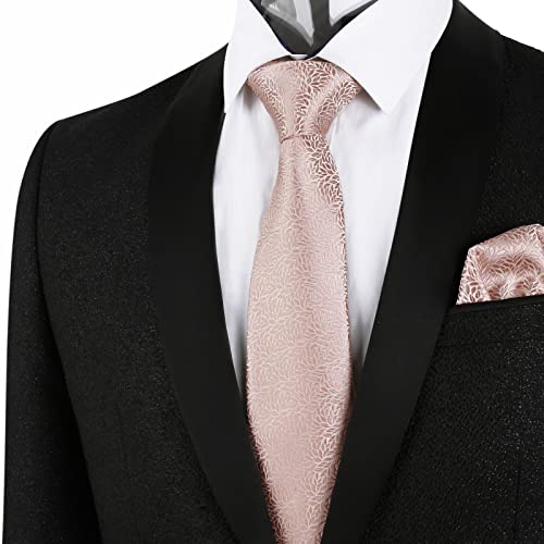 Image of Alizeal Mens 3.15inches Leaf Flower Pattern Tie Set | Floral Pattern Pocket Square Perfect for Fall Winter Business and Holiday Events