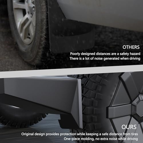 Image of Cybertruck-Specific Mud Splash Guard - for Tesla Cybertruck General Tire Mudguard of Tool-Less Accessories - Plastics 4PCS - Front H13.78x10.63 - Rear H14.96xW11.81 Inch