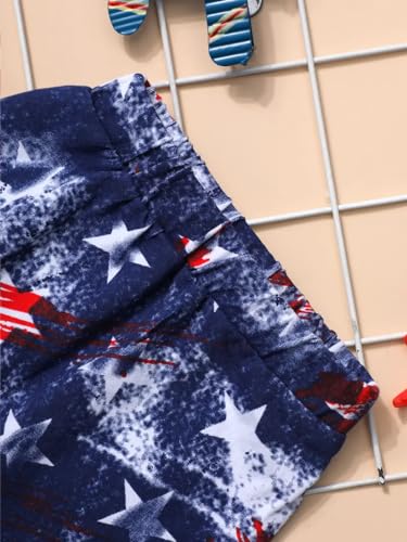 Image of Toddler Boys 4th of July Outfits American Flag Tank Tops Patriotic Shirts Tees Star Shorts 2Pcs Clothes Set