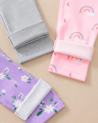 Image of Jecson Toddler Girl Leggings Baby Pants 3 Pack Stretchy Floral Clothes 1-4Y | Soft Stretchy Leggings For Toddler Girls In A 3-Pack Design, Baby Girl Pants Perfect For Playtime, Outings, And Daily Wear.